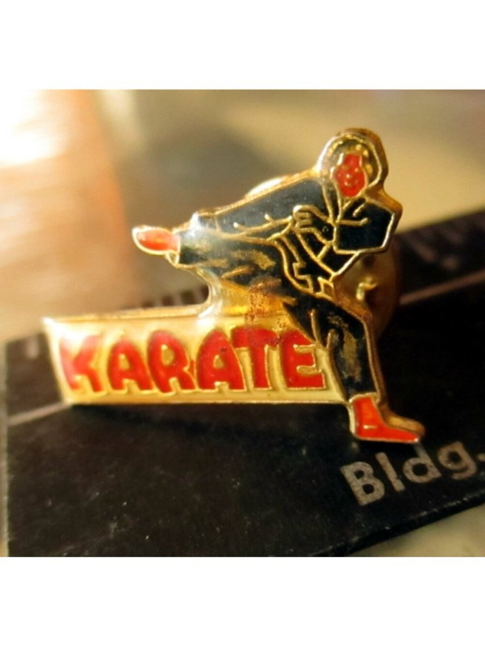 Vintage 1980's Karate Punk Pinback Pin Enamel Karateka New Wave